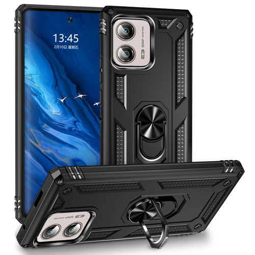 Moto Edge+ 2023 Shockproof TPU + PC Phone Case with Holder - Black