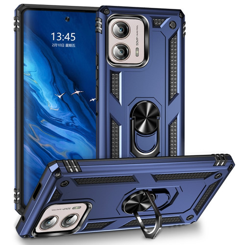 Moto Edge+ 2023 Shockproof TPU + PC Phone Case with Holder - Blue