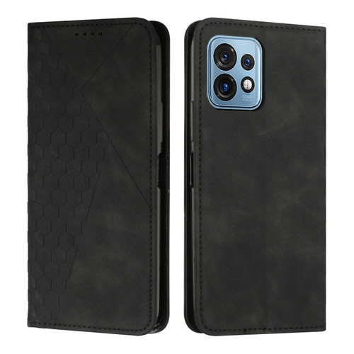 Moto X40/X40 Pro/Edge+ 2023 Diamond Pattern Splicing Skin Feel Magnetic Phone Case - Black