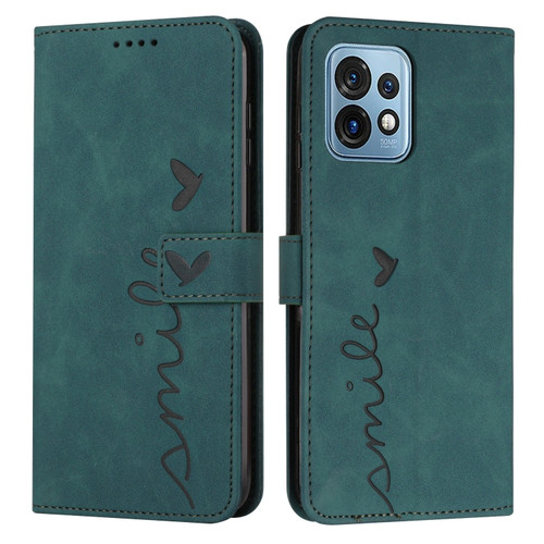 Moto X40/X40 Pro/Edge+ 2023 Skin Feel Heart Embossed Leather Phone Case - Green