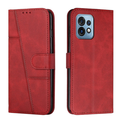 Moto X40/X40 Pro/Edge+ 2023 Stitching Calf Texture Buckle Leather Phone Case - Red