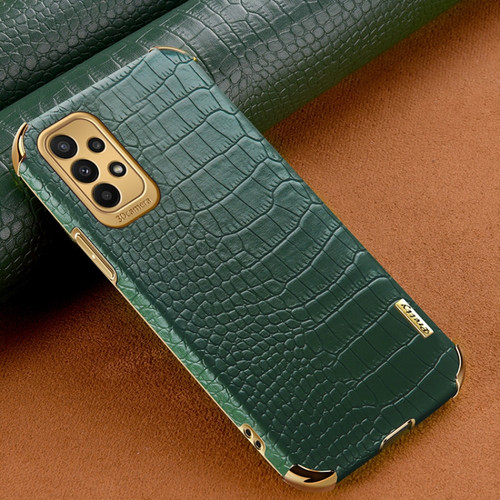 Samsung Galaxy A23 5G 6D Electroplating Crocodile Texture Phone Case - Green