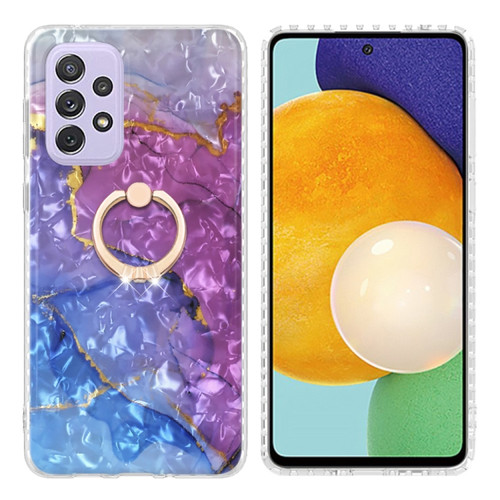 Samsung Galaxy A23 5G / 4G Ring Holder 2.0mm Airbag TPU Phone Case - Blue Purple Marble