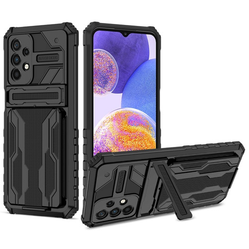 Samsung Galaxy A23 4G / 5G Kickstand Armor Card Wallet Phone Case - Black