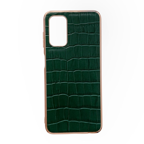 Samsung Galaxy A23 4G/5G Crocodile Texture Genuine Leather Electroplating Phone Case - Dark Green