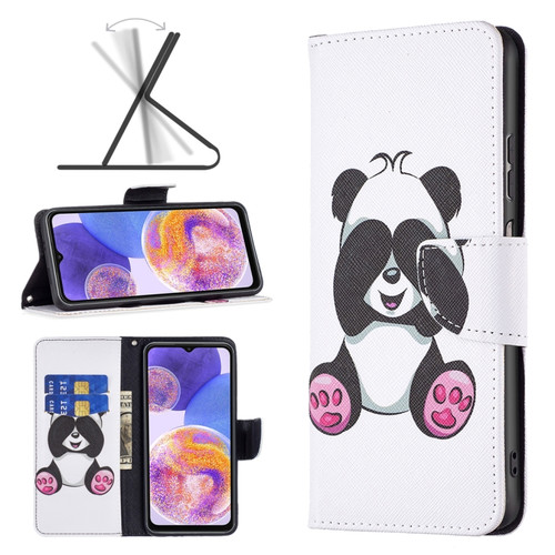 Samsung Galaxy A23 5G Colored Drawing Pattern Flip Leather Phone Case - Panda