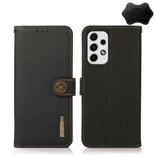 Samsung Galaxy A23 5G KHAZNEH Custer Genuine Leather RFID Phone Case - Black