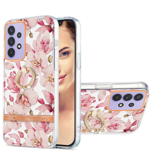 Samsung Galaxy A23 4G / 5G Ring IMD Flowers TPU Phone Case - Pink Gardenia