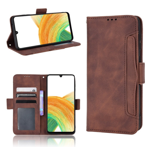 Samsung Galaxy A23 5G Skin Feel Calf Pattern Horizontal Flip Leather Phone Case - Brown