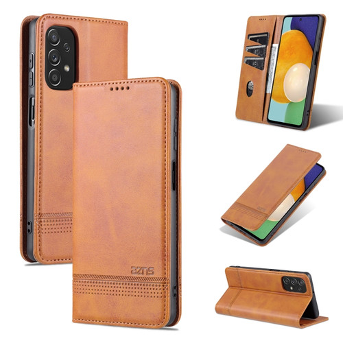 Samsung Galaxy A23 5G AZNS Magnetic Calf Texture Leather Phone Case - Light Brown