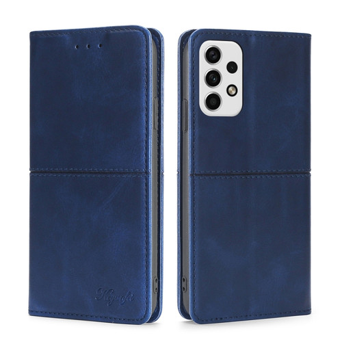 Samsung Galaxy A23 5G Cow Texture Magnetic Horizontal Flip Leather Phone Case - Blue