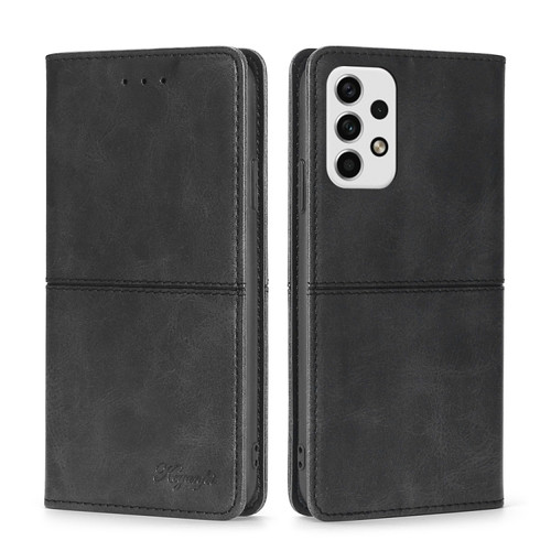 Samsung Galaxy A23 5G Cow Texture Magnetic Horizontal Flip Leather Phone Case - Black