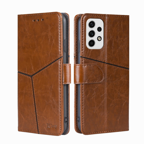 Samsung Galaxy A23 5G Geometric Stitching Horizontal Flip TPU + PU Leather Phone Case - Light Brown