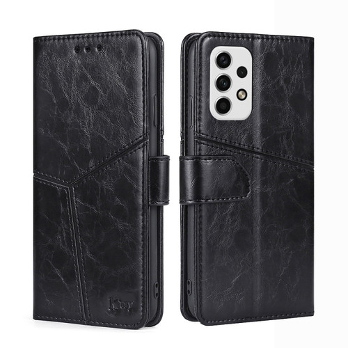 Samsung Galaxy A23 5G Geometric Stitching Horizontal Flip TPU + PU Leather Phone Case - Black