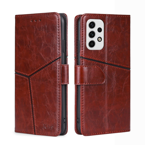 Samsung Galaxy A23 5G Geometric Stitching Horizontal Flip TPU + PU Leather Phone Case - Dark Brown