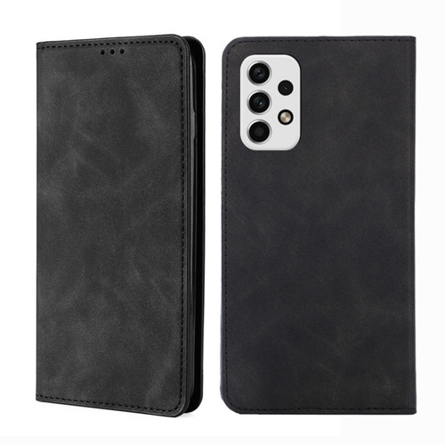 Samsung Galaxy A23 5G Skin Feel Magnetic Horizontal Flip Leather Phone Case - Black