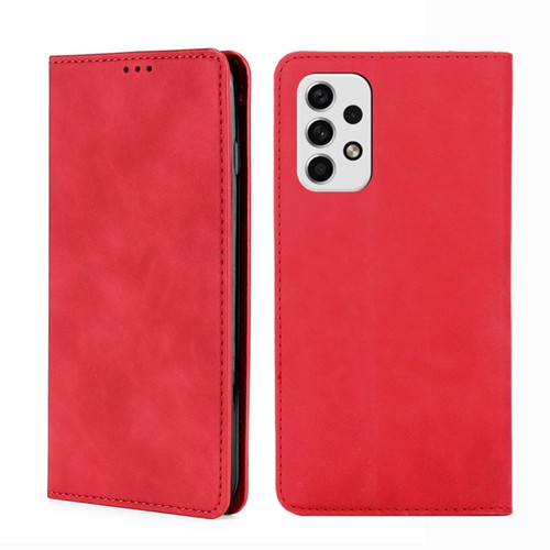 Samsung Galaxy A23 5G Skin Feel Magnetic Horizontal Flip Leather Phone Case - Red