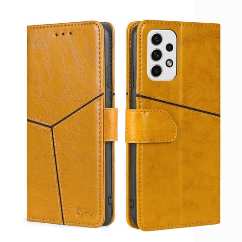 Samsung Galaxy A23 5G Geometric Stitching Horizontal Flip TPU + PU Leather Phone Case - Yellow
