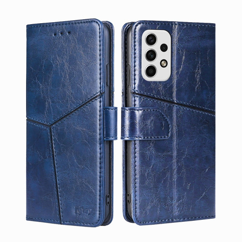 Samsung Galaxy A23 5G Geometric Stitching Horizontal Flip TPU + PU Leather Phone Case - Blue