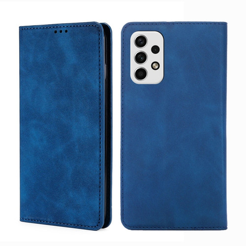Samsung Galaxy A23 5G Skin Feel Magnetic Horizontal Flip Leather Phone Case - Blue