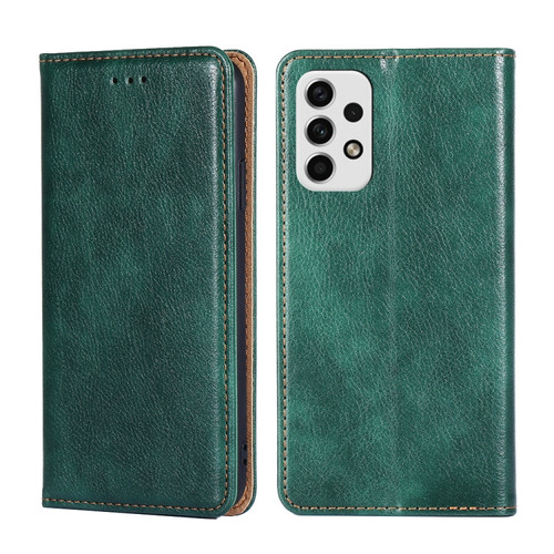 Samsung Galaxy A23 5G Gloss Oil Solid Color Magnetic Flip Leather Phone Case - Green