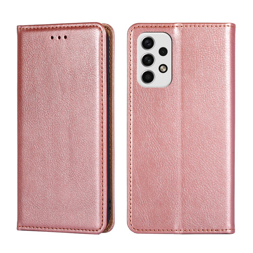 Samsung Galaxy A23 5G Gloss Oil Solid Color Magnetic Flip Leather Phone Case - Rose Gold