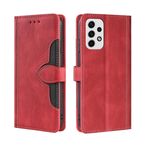 Samsung Galaxy A23 5G Stitching Skin Feel Magnetic Buckle Horizontal Flip PU Leather Case - Red