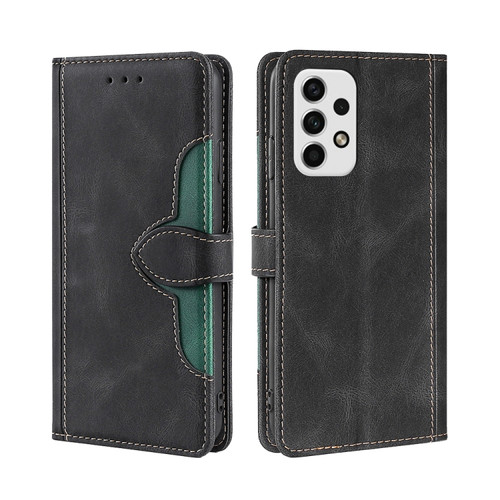 Samsung Galaxy A23 5G Stitching Skin Feel Magnetic Buckle Horizontal Flip PU Leather Case - Black