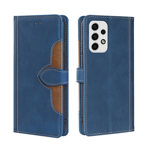 Samsung Galaxy A23 5G Stitching Skin Feel Magnetic Buckle Horizontal Flip PU Leather Case - Blue