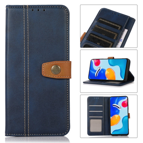 Samsung Galaxy A23 5G Stitching Thread Calf Texture Leather Phone Case - Blue