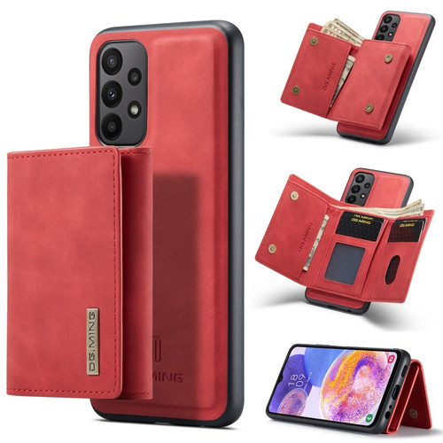 Samsung Galaxy A23 5G DG.MING M1 Series 3-Fold Multi Card Wallet Phone Case - Red