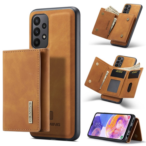 Samsung Galaxy A23 5G DG.MING M1 Series 3-Fold Multi Card Wallet Phone Case - Brown