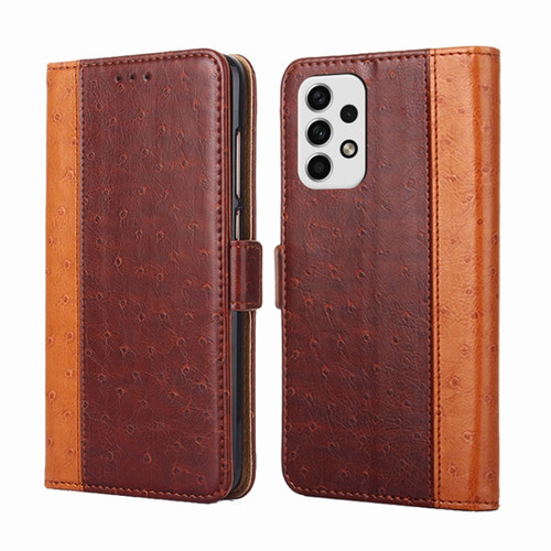 Samsung Galaxy A23 5G Ostrich Texture Flip Leather Phone Case - Brown