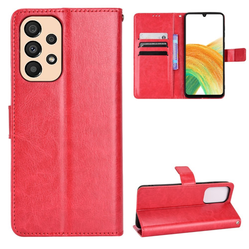 Samsung Galaxy A23 5G Crazy Horse Texture Horizontal Flip Phone Leather Case - Red