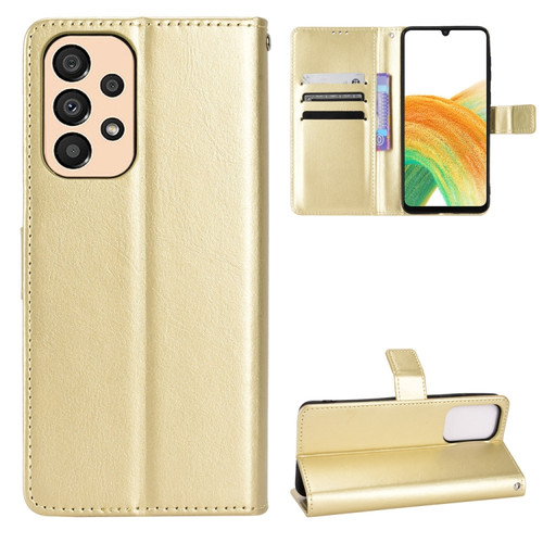 Samsung Galaxy A23 5G Crazy Horse Texture Horizontal Flip Phone Leather Case - Gold