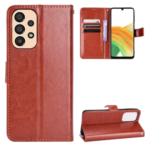 Samsung Galaxy A23 5G Crazy Horse Texture Horizontal Flip Phone Leather Case - Brown
