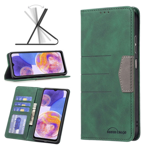 Samsung Galaxy A23 5G Magnetic Splicing Leather Phone Case - Green