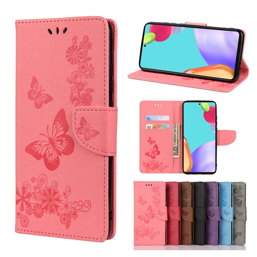 Samsung Galaxy A23 5G Butterfly Embossed Horizontal Flip Leather Phone Case with Card Slot & Holder - Pink