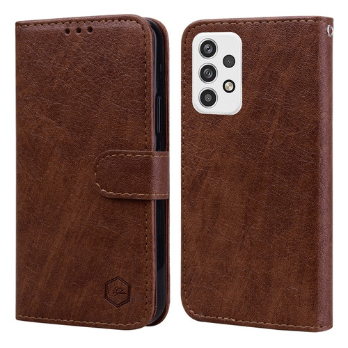 Samsung Galaxy A23 4G / A23 5G Skin Feeling Oil Leather Texture PU + TPU Phone Case - Brown