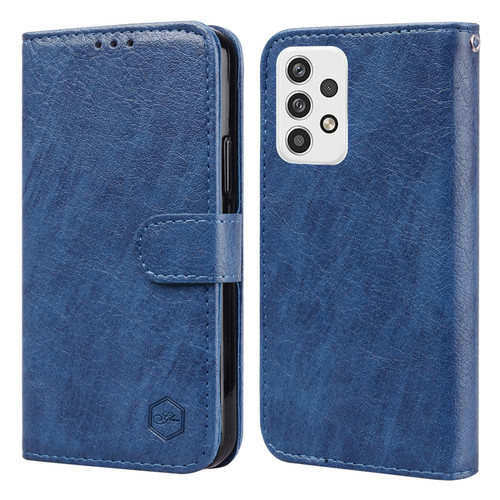 Samsung Galaxy A23 4G / A23 5G Skin Feeling Oil Leather Texture PU + TPU Phone Case - Dark Blue