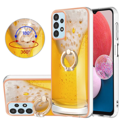 Samsung Galaxy A23 5G / 4G Electroplating Dual-side IMD Phone Case with Ring Holder - Draft Beer