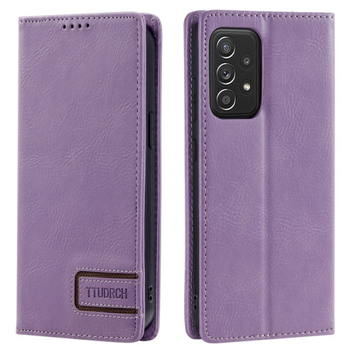 Samsung Galaxy A23 / F23 / M23  5G TTUDRCH RFID Retro Texture Magnetic Leather Phone Case - Purple