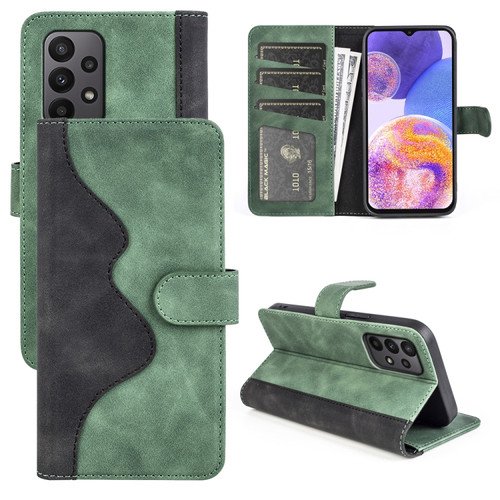 Samsung Galaxy A23 5G Stitching Horizontal Flip Leather Phone Case - Green