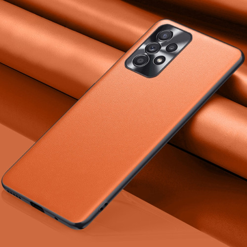 Samsung Galaxy A23 5G / 4G Plain Skin Leather Phone Case - Orange