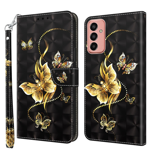 Samsung Galaxy M13 4G / A23 / M23 5G 3D Painted Leather Phone Case - Golden Swallow Butterfly