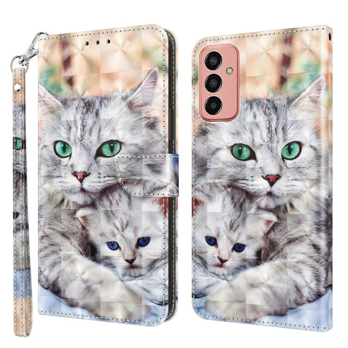 Samsung Galaxy M13 4G / A23 / M23 5G 3D Painted Leather Phone Case - Two Loving Cats