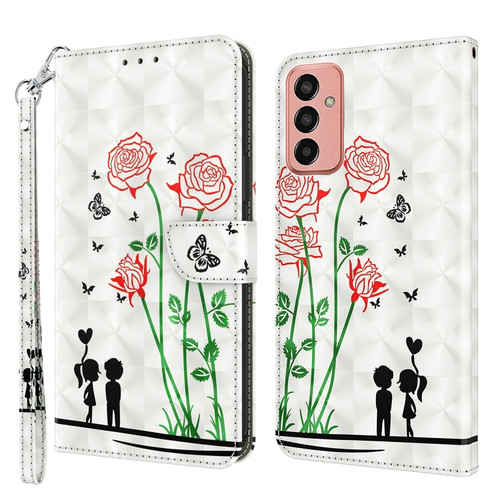 Samsung Galaxy M13 4G / A23 / M23 5G 3D Painted Leather Phone Case - Couple Rose