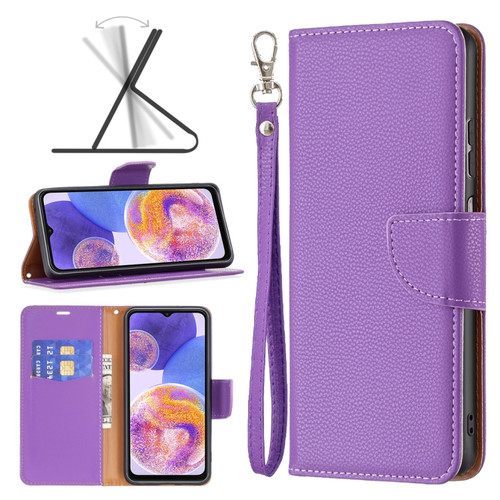 Samsung Galaxy A23 5G Litchi Texture Pure Color Leather Phone Case - Purple