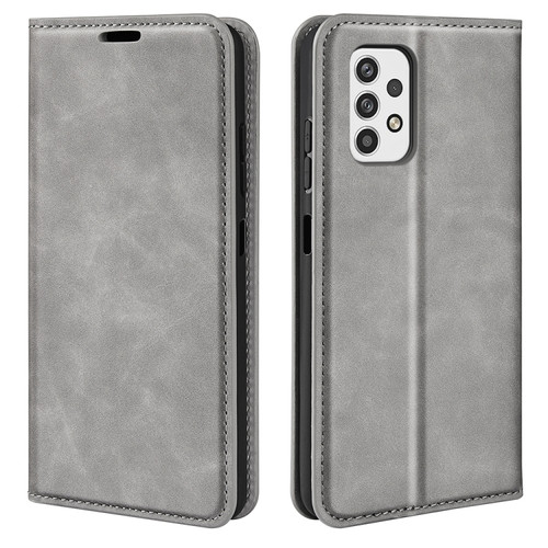 Samsung Galaxy A23 5G Retro-skin Magnetic Suction Leather Phone Case - Grey