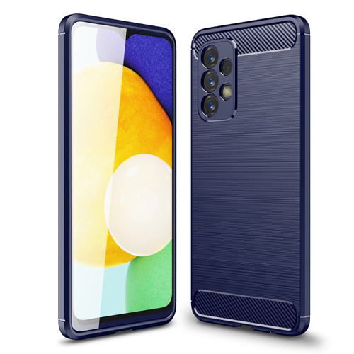 Samsung Galaxy A23 5G Brushed Texture Carbon Fiber TPU Phone Case - Blue
